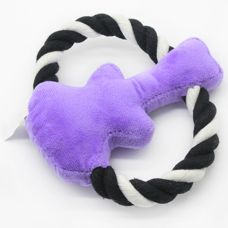 Plush Dog Toy Guitar Shape with Rope Chew Interactive 4