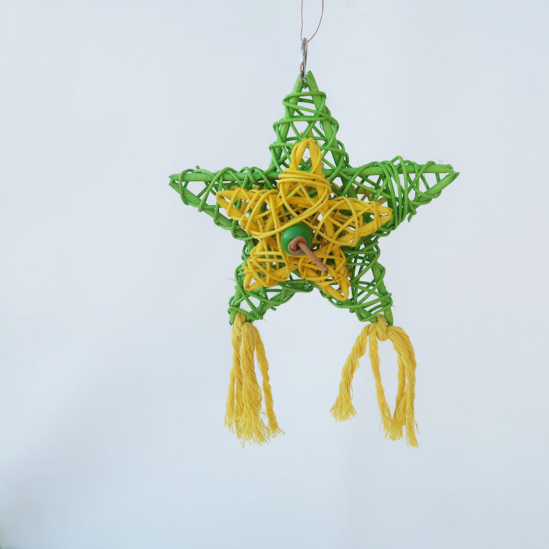 Rattan Parrot Chew Toy Five-Pointed Star Hanging 15cm Diameter 3