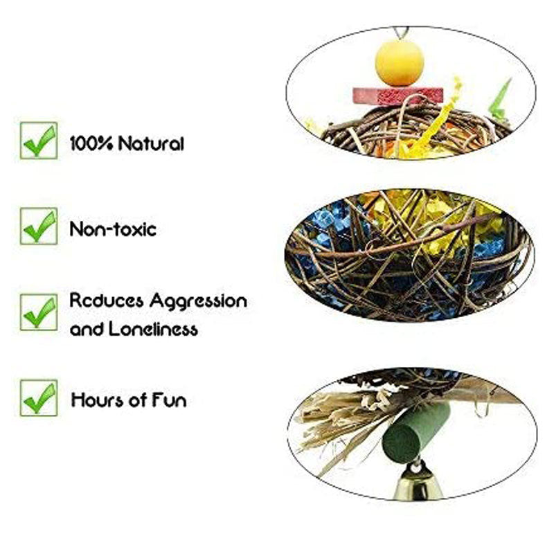 Rattan Parrot Chew Toy Hanging Pull Wire Grass Ball 10x20cm 5