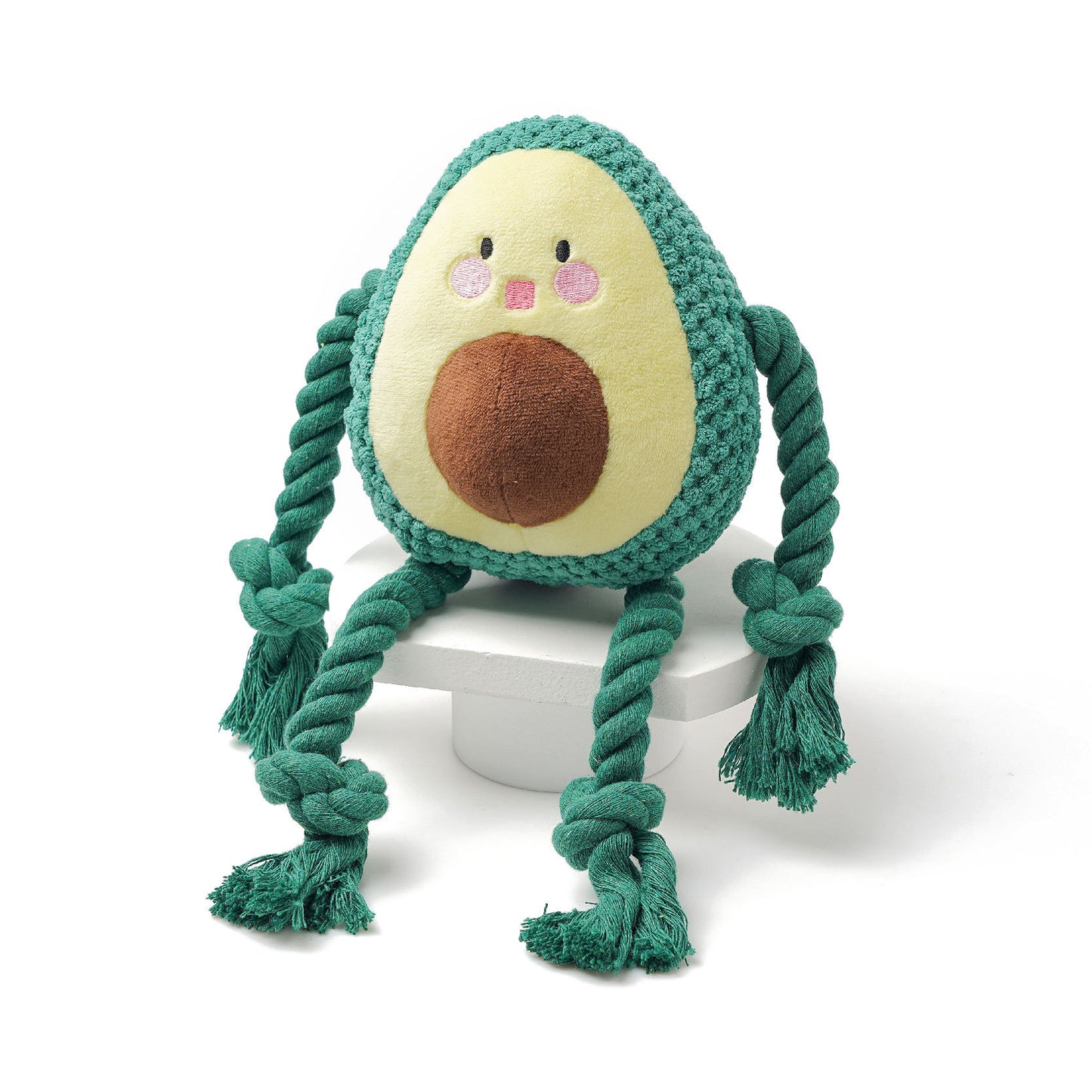 Avocado Plush Dog Toy with Rope Knots Durable Squeaky Toy 3