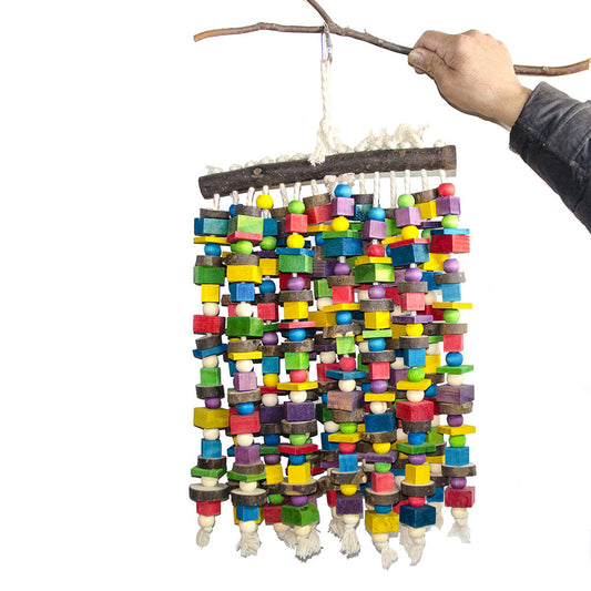 Wooden Parrot Climbing Toy Gnawing Hanging Cage Accessory 60x30cm