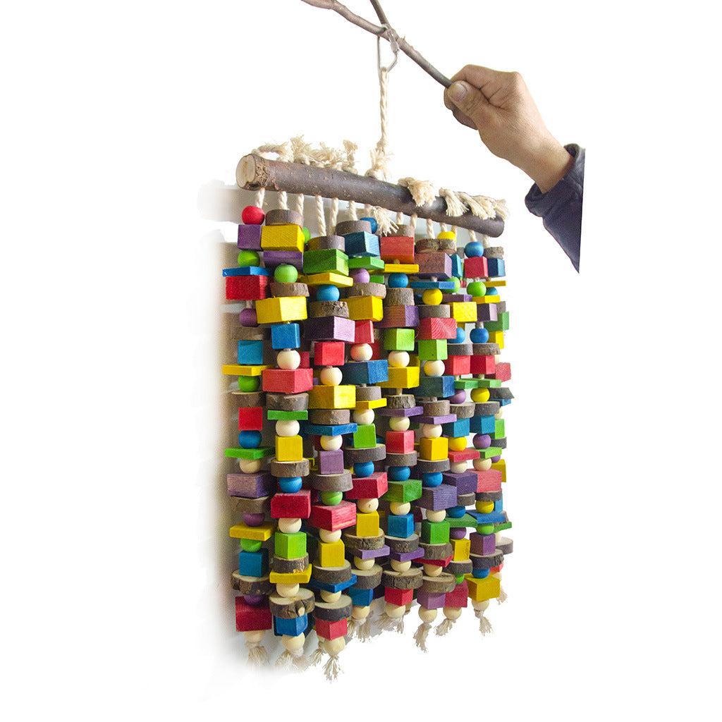 Wooden Parrot Climbing Toy Gnawing Hanging Cage Accessory 60x30cm 2