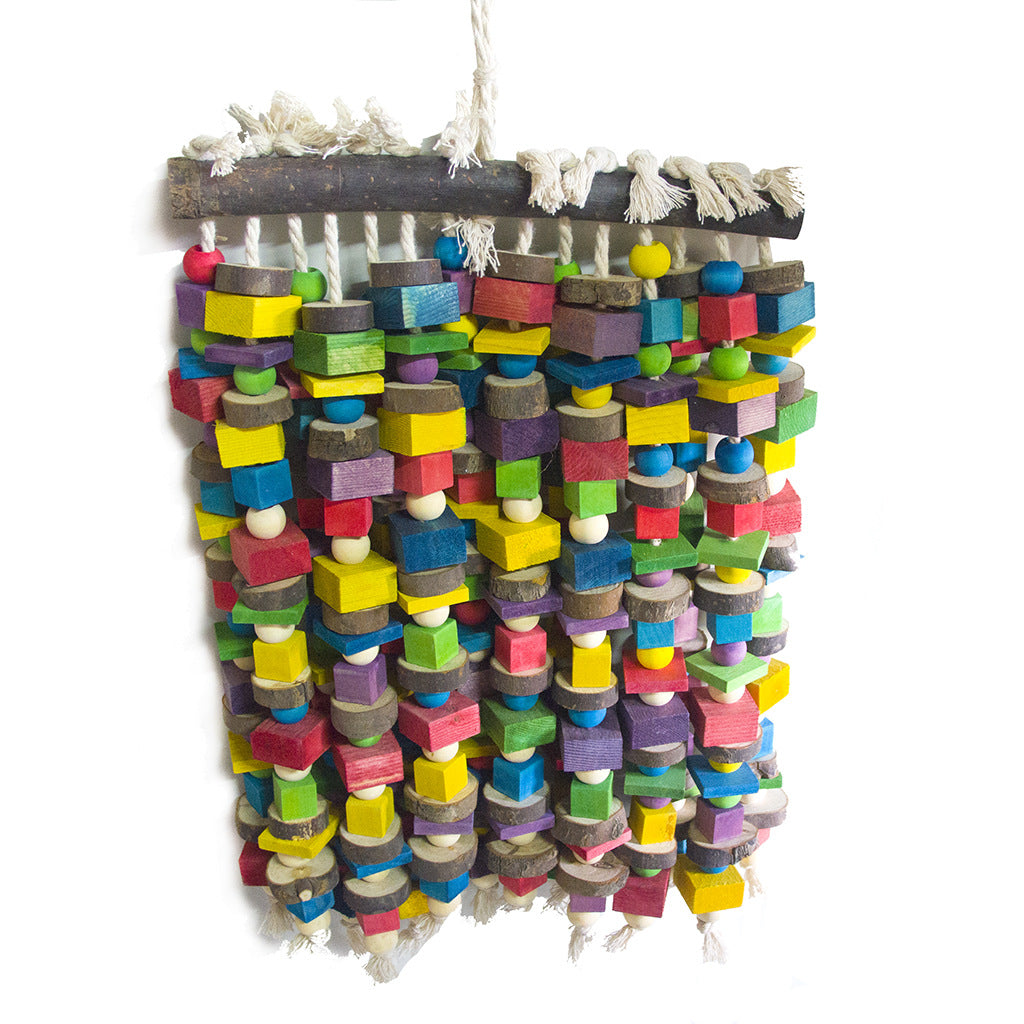 Wooden Parrot Climbing Toy Gnawing Hanging Cage Accessory 60x30cm 4