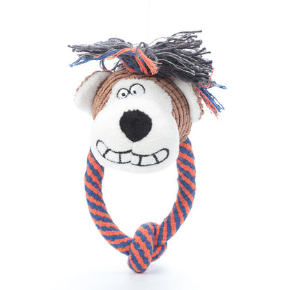 Cartoon Plush Dog Toy with Rope Squeaky Chew 5