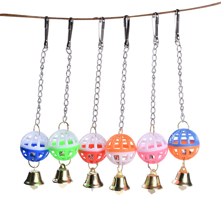 Plastic Parrot Cage Rattle Toy with Bell 20cm Hanging Accessory 2
