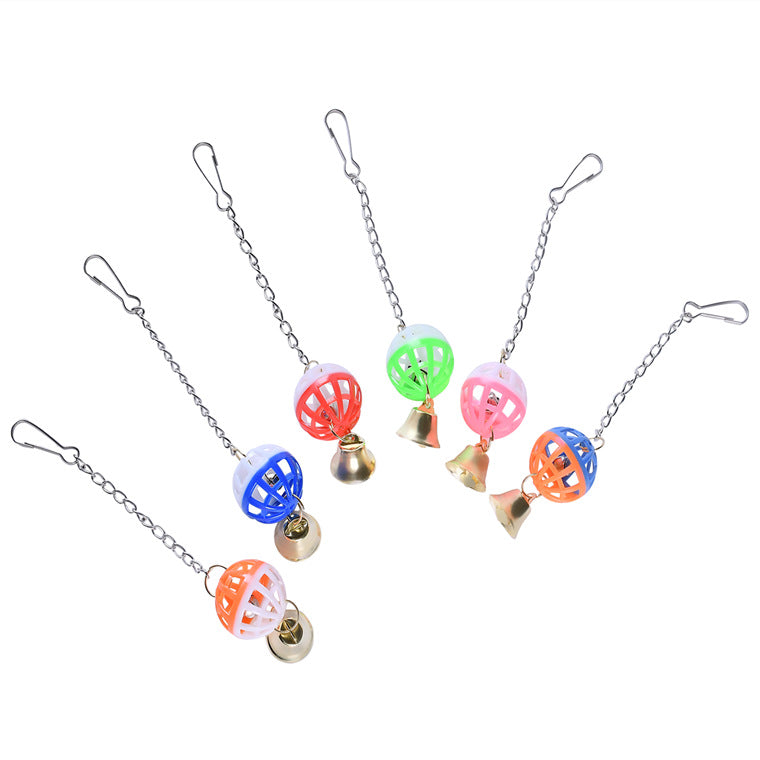 Plastic Parrot Cage Rattle Toy with Bell 20cm Hanging Accessory 3