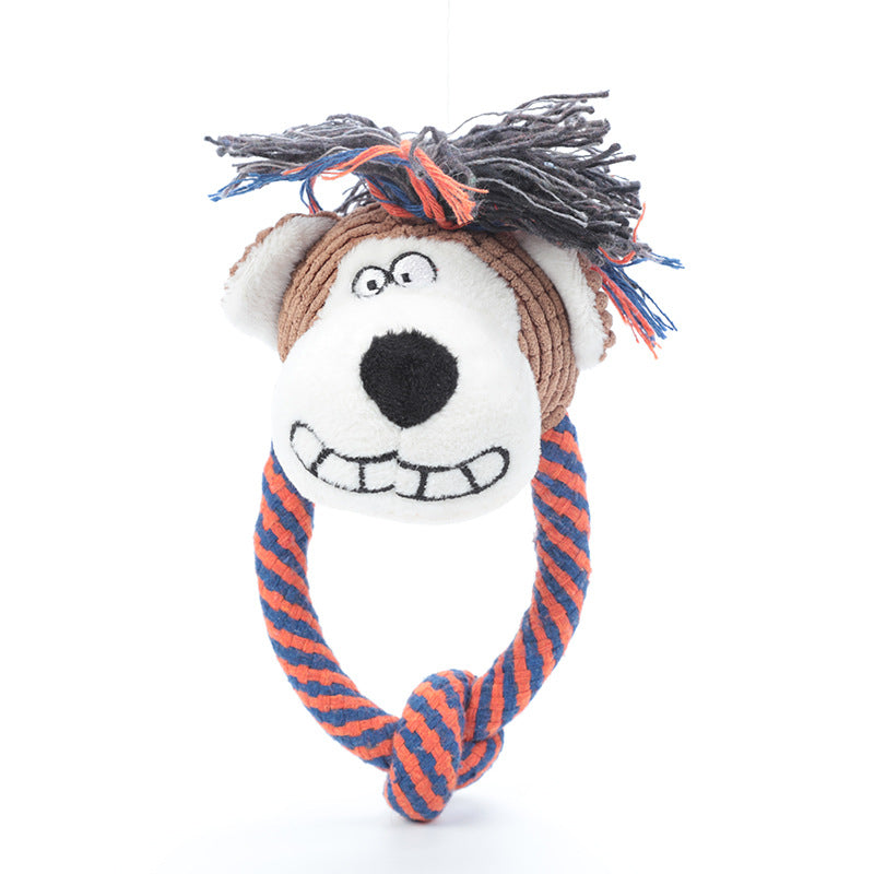 Cartoon Plush Dog Toy with Rope Squeaky Chew 3