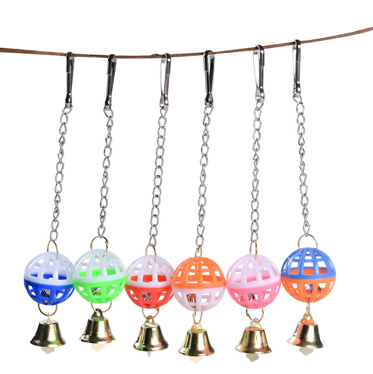 Plastic Parrot Cage Rattle Toy with Bell 20cm Hanging Accessory 5