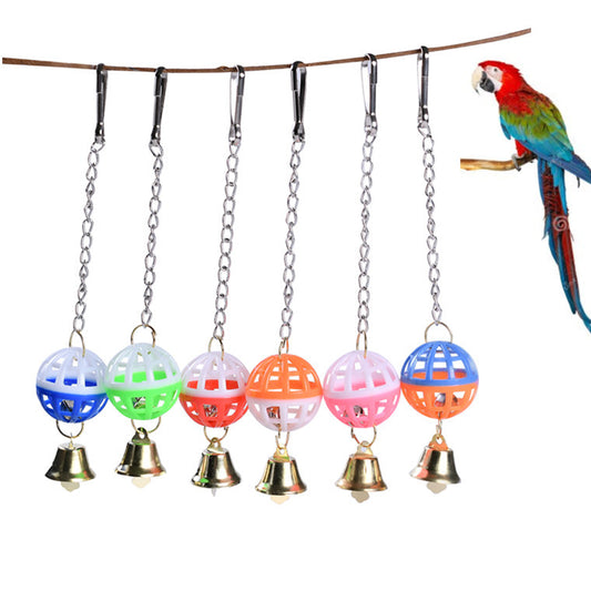 Plastic Parrot Cage Rattle Toy with Bell 20cm Hanging Accessory