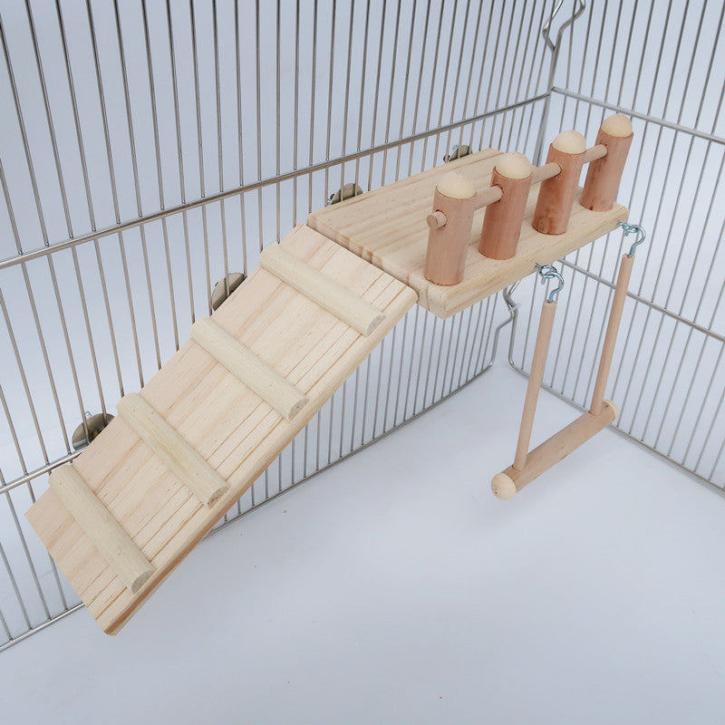 Wooden Parrot Climbing Toy Springboard Ladder Swing 2