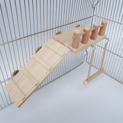Wooden Parrot Climbing Toy Springboard Ladder Swing 2