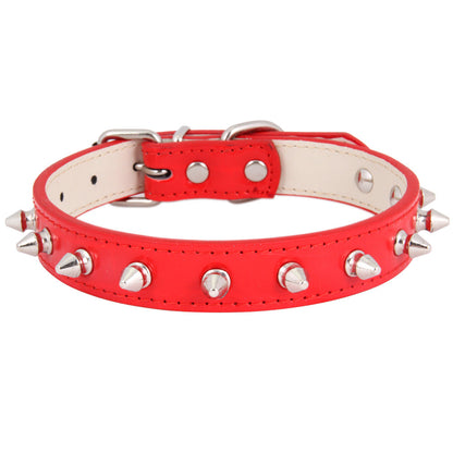 Spiked Leather Dog Collar Adjustable Durable Studded 5