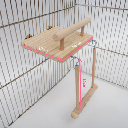 Wooden Parrot Ladder Springboard Swing Cage Toy 5