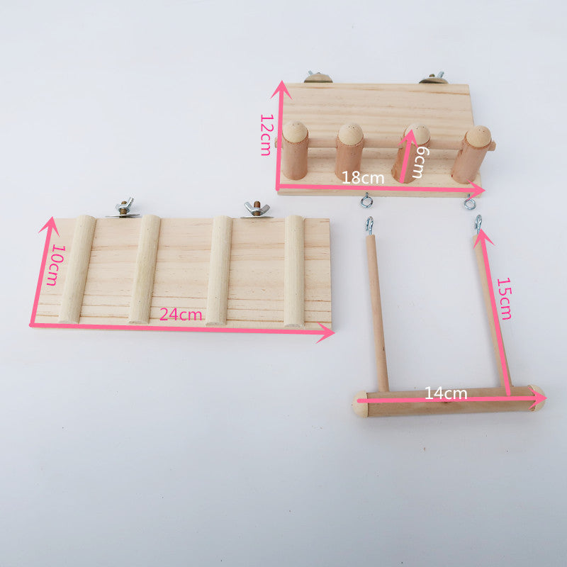 Wooden Parrot Climbing Toy Springboard Ladder Swing 3