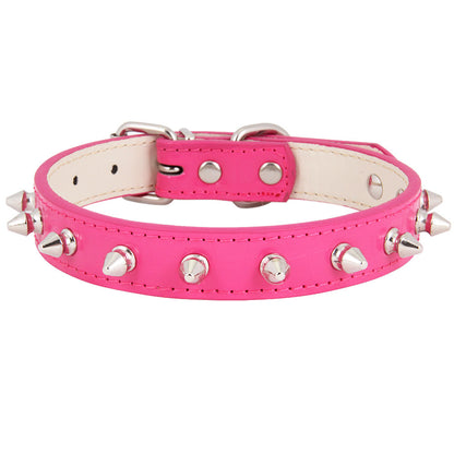 Spiked Leather Dog Collar Adjustable Durable Studded 6