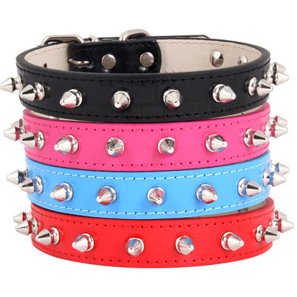 Spiked Leather Dog Collar Adjustable Durable Studded