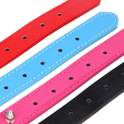 Spiked Leather Dog Collar Adjustable Durable Studded 2