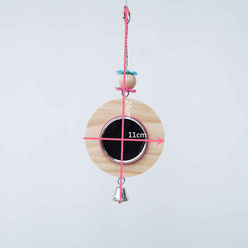 Wooden Parrot Mirror Toy Hanging Cage Accessory 2