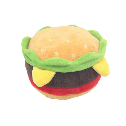 Plush Dog Toy Food Set Hamburger Fries Milk Pizza with Squeakers 2