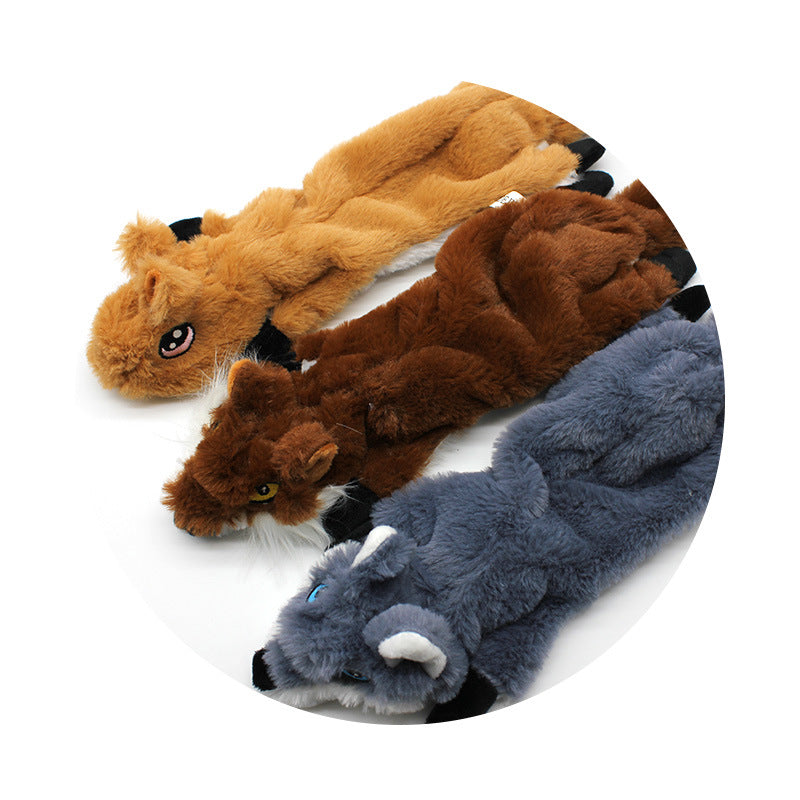 Fox Wolf Squirrel Plush Dog Toy Squeaky Soft Stuffed