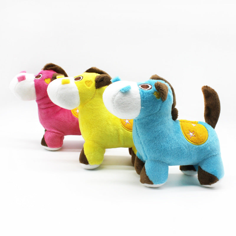 Cute Plush Dog Toy Pony Soft Squeaky Interactive Toy 3
