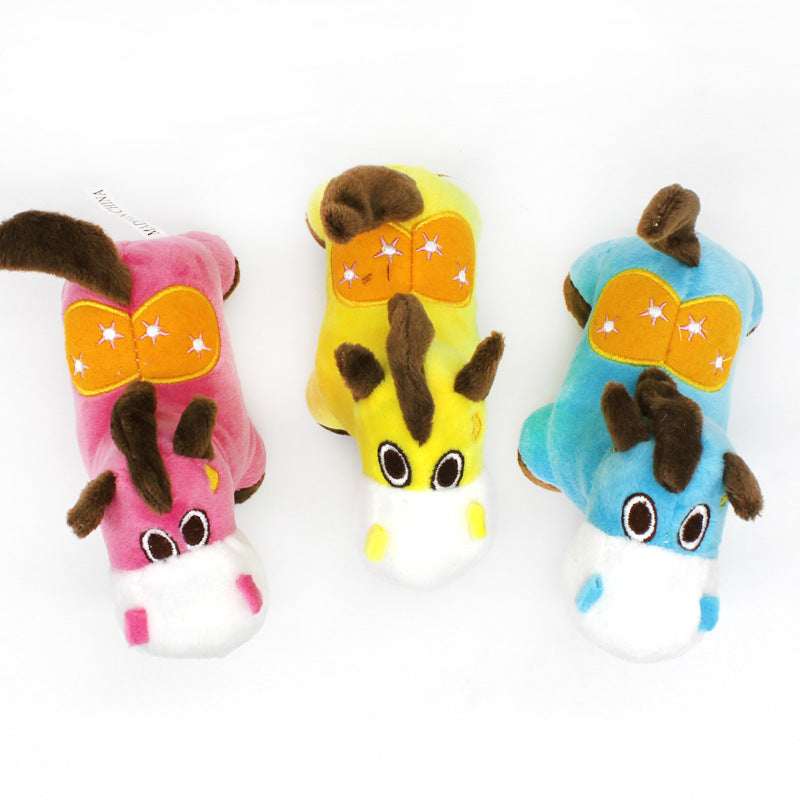 Cute Plush Dog Toy Pony Soft Squeaky Interactive Toy 2
