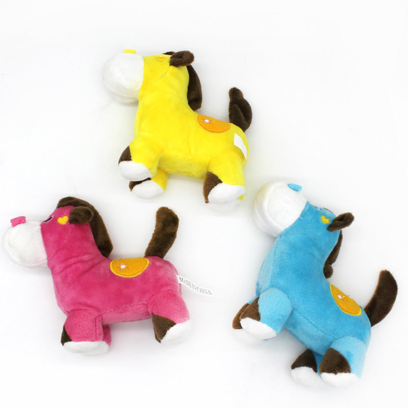 Cute Plush Dog Toy Pony Soft Squeaky Interactive Toy 4