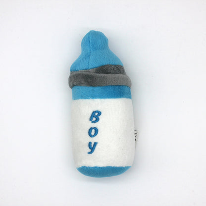 Bottle Plush Dog Toy Soft Chew Squeaky 14x6cm 3