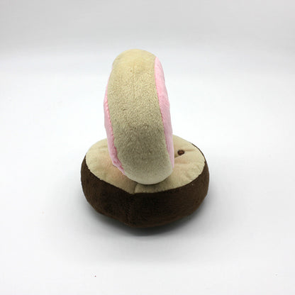 Round Plush Dog Toy Soft Squeaky Bread Shape 3