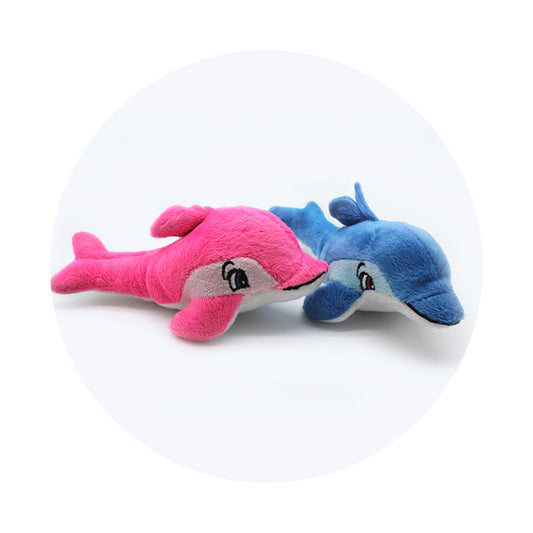 Dolphin Plush Dog Toy Soft Squeaky Interactive