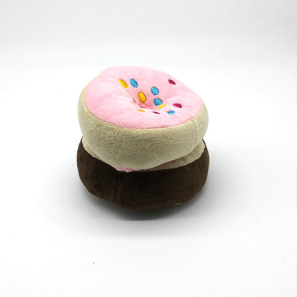 Round Plush Dog Toy Soft Squeaky Bread Shape 4