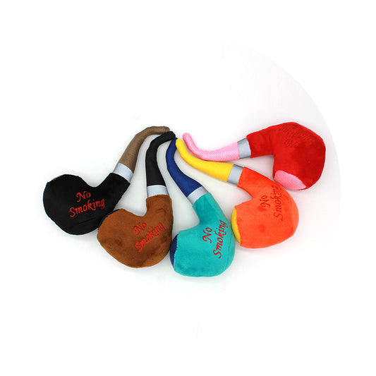 Pipe Shape Plush Dog Toy Soft Interactive Squeaky