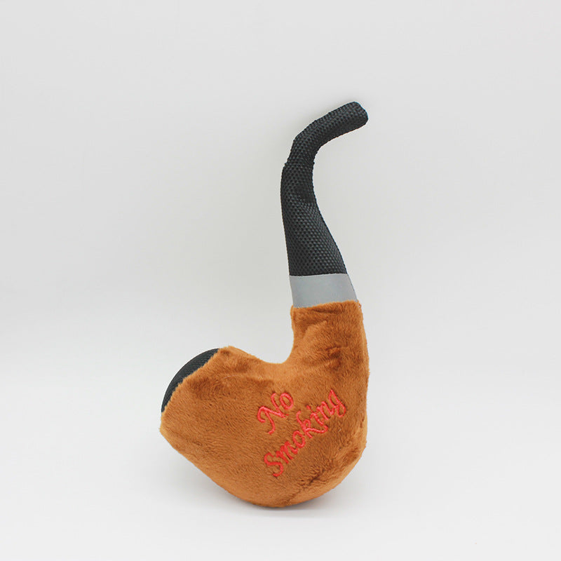 Pipe Shape Plush Dog Toy Soft Interactive Squeaky 3