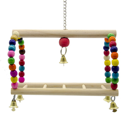 Wooden Parrot Ladder Swing Hanging Cage Toy 20x13x5cm 5