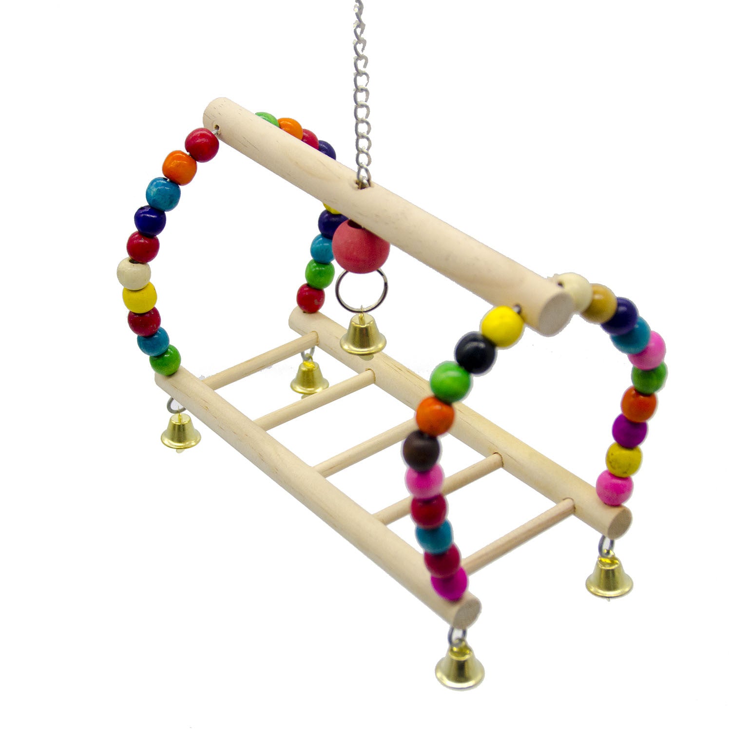 Wooden Parrot Ladder Swing Hanging Cage Toy 20x13x5cm 3