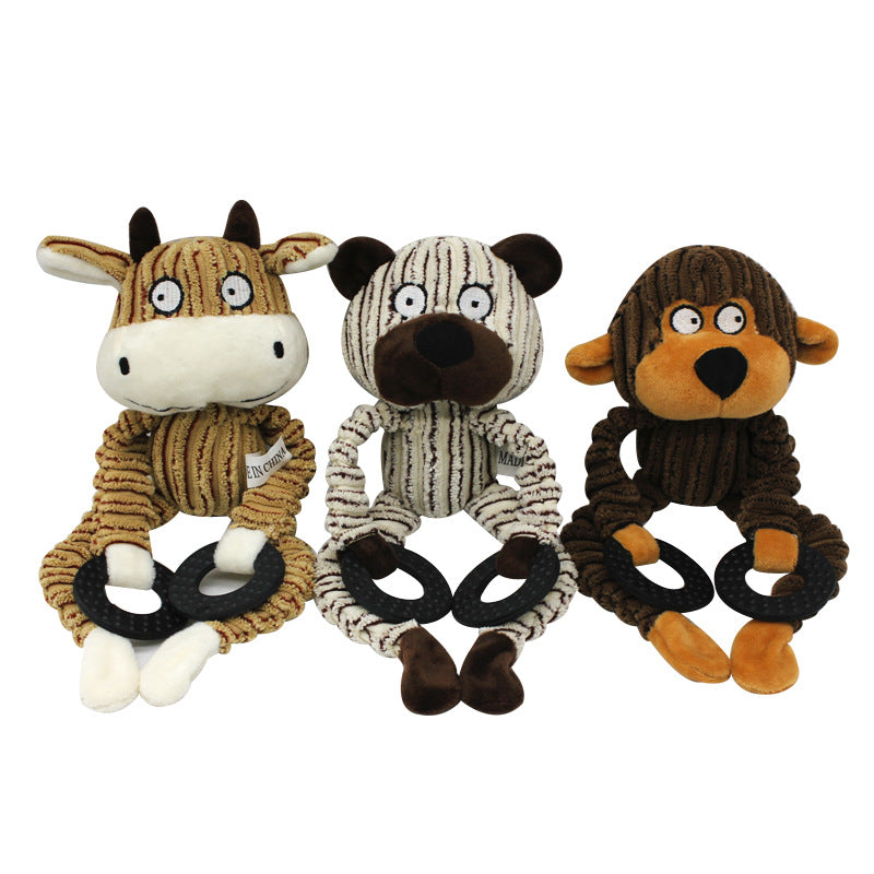 Monkey Plush Dog Toy Soft Interactive Chew Toy