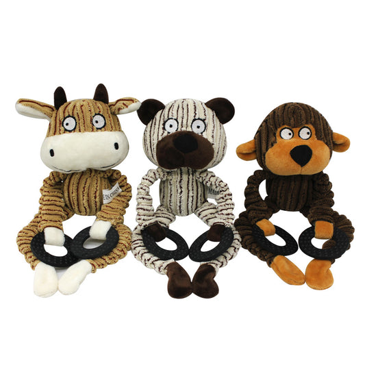 Monkey Plush Dog Toy Soft Interactive Chew Toy