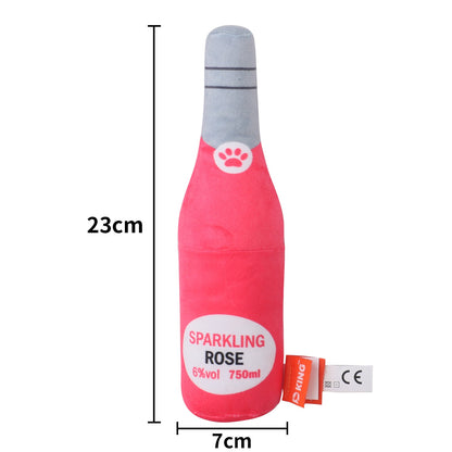Plush Dog Toy Wine Bottle Shape Soft Stuffed Squeaky 2