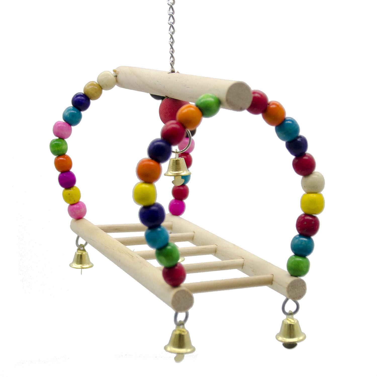 Wooden Parrot Ladder Swing Hanging Cage Toy 20x13x5cm 4