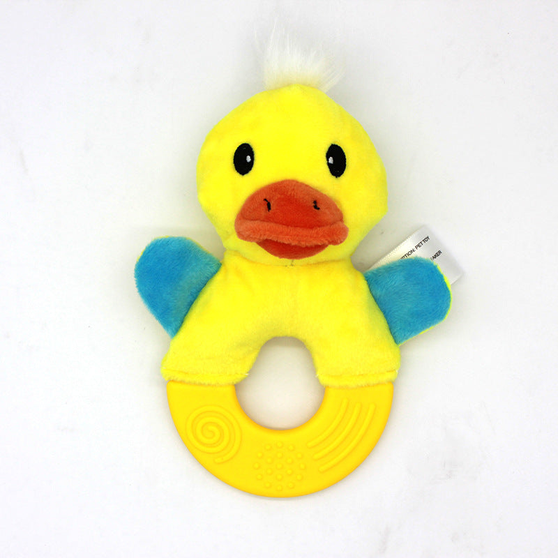 Plush Dog Teether Toy Soft Chew Squeaky Pet Toy 3