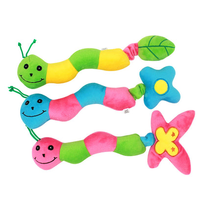 Flower Caterpillar Plush Dog Toy Soft Interactive Squeaky