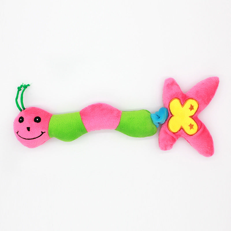 Flower Caterpillar Plush Dog Toy Soft Interactive Squeaky 4