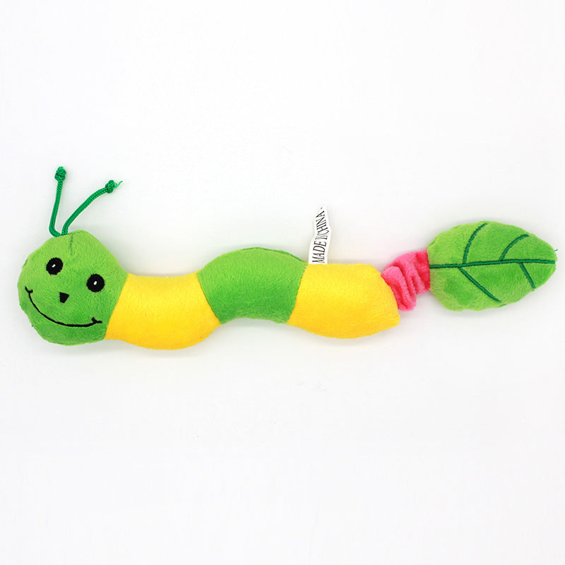 Flower Caterpillar Plush Dog Toy Soft Interactive Squeaky 2