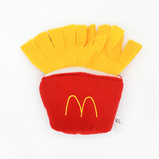 French Fries Plush Dog Toy Soft Interactive Squeaky