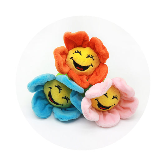 Sunflower Plush Dog Toy Soft Durable Squeaky 11x11cm