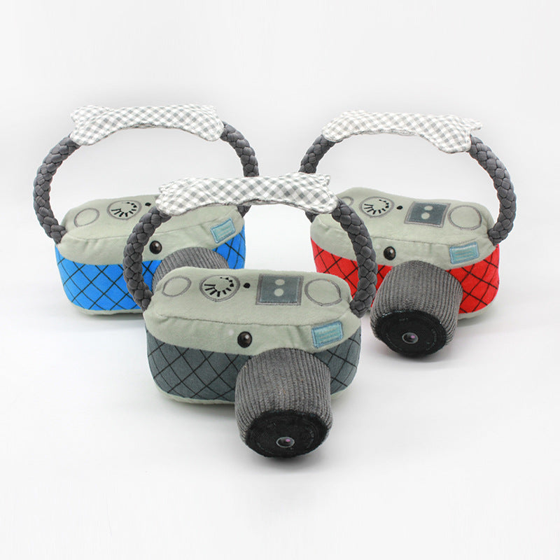 Plush Camera Dog Toy Soft Squeaky Interactive Chew 2