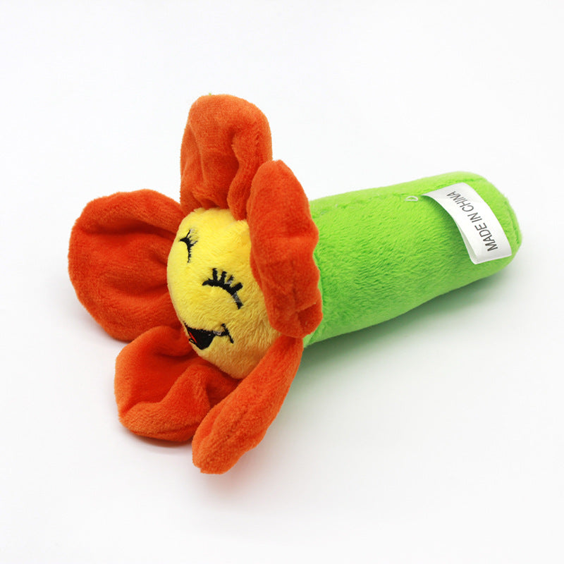 Sunflower Plush Dog Toy Soft Durable Squeaky 11x11cm 4