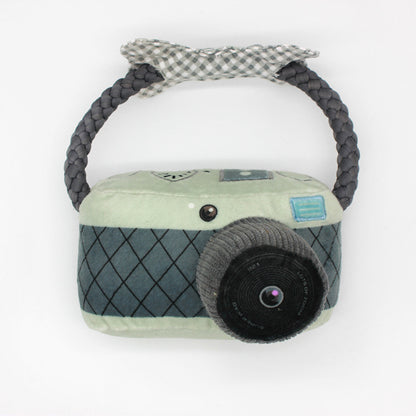 Plush Camera Dog Toy Soft Squeaky Interactive Chew 4
