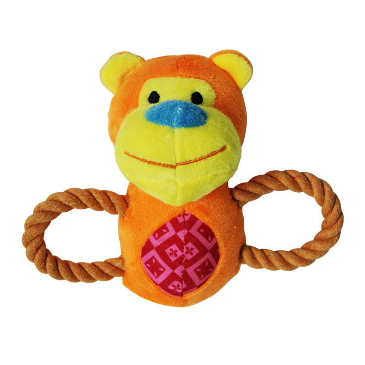 Double Cotton String Handle Plush Dog Toy Soft Durable 4
