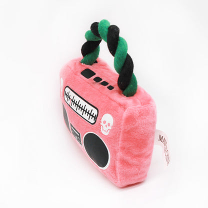 Plush Dog Toy Radio Shape with Cotton String Handle 2